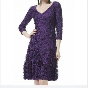 Theia Purple Floral Appliqué Dress Size 6